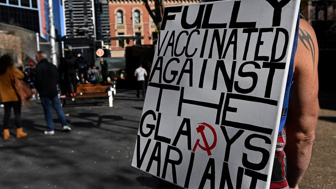 Thousands of unmasked demonstrators descended on Sydney, Melbourne and Brisbane protesting lockdowns and vaccinations. Picture: NCA NewsWire/Bianca De Marchi