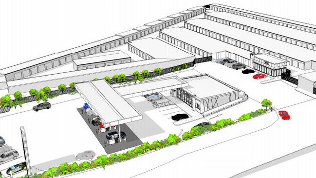 A proposed service station and self-storage warehouse at 212-220 North St.