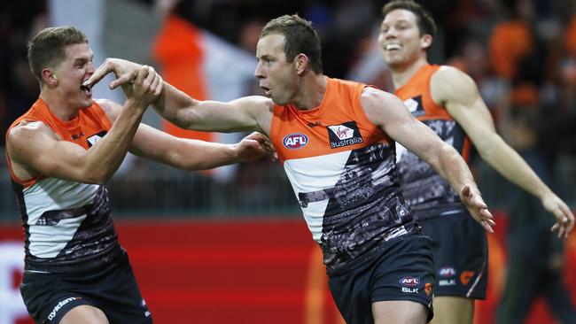 Steve Johnson’s GWS Giants are a chance to win the flag, says Kevin Bartlett. Picture. Phil Hillyard