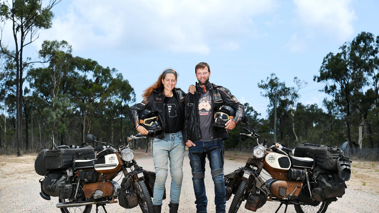 Time to Ride co-founders Bea HÅ¡benreich and Helmut Koch are riding their 50cc vintage Mopeds on the toughest tracks around Australia. Picture: Shae Beplate.