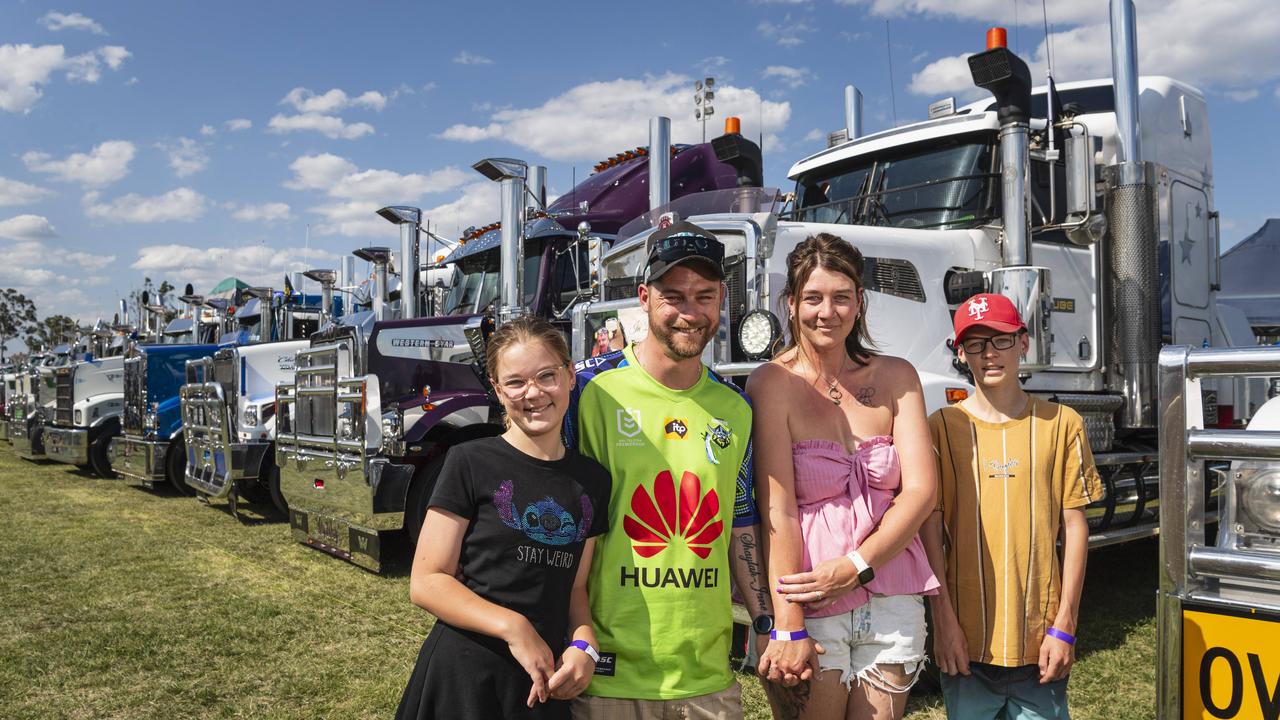 At Lights on the Hill Trucking Memorial are (from left) Shaylah, Justin, Cassie and Jacob Farrell at Gatton Showgrounds, Saturday, October 5, 2024. Picture: Kevin Farmer