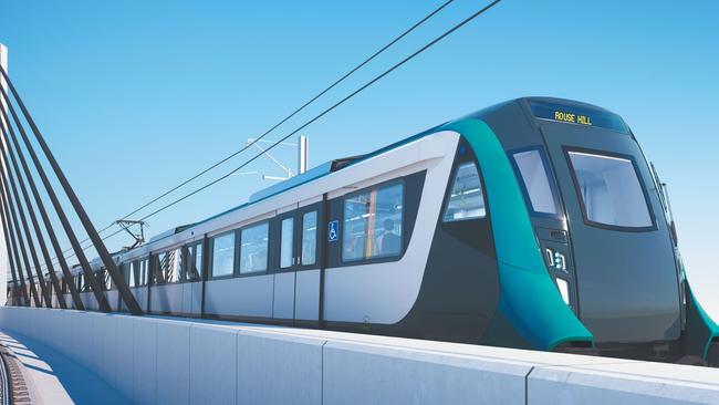 An artist’s impression of the Sydney Metro train in The Hills.