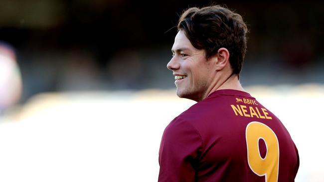 Lions midfield gun Lachie Neale was curtailed after a hot start against Carlton. Picture: AAP Image/Richard Wainwright