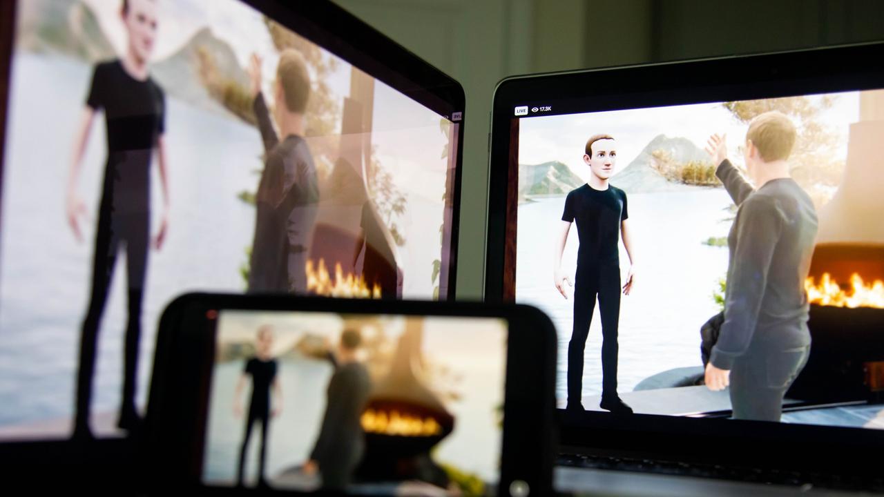 Mark Zuckerberg, chief executive officer of Facebook Inc., adjusts an avatar of himself during the virtual Facebook Connect event, where the company announced its rebranding as Meta. Picture: Michael Nagle/Bloomberg via Getty Images