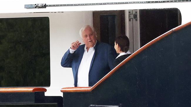 Clive Palmer pictured aboard the yacht in March. Picture: Liam Kidston