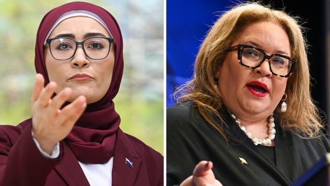 Former Labor senator Fatima Payman, left, and Uluru Dialogue co-chair Megan Davis.