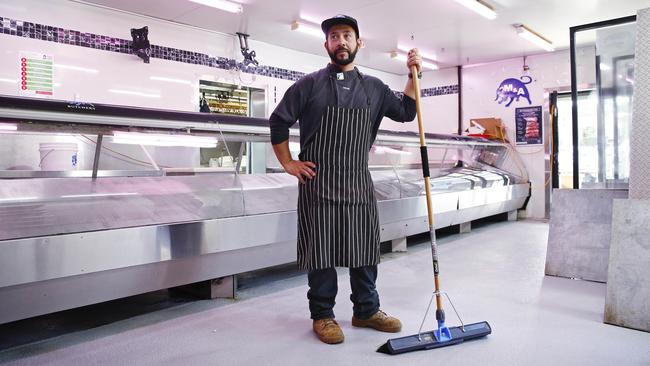 Wilberforce butcher Dean Diasinos in his store, which was completely flooded after being renovated last year post-floods. Picture: Sam Ruttyn