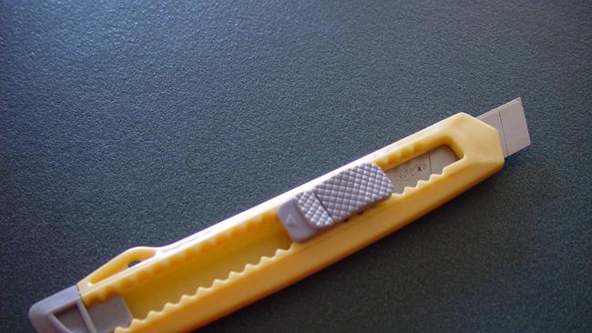 A woman broke into a home and stabbed the resident with a Stanley knife.