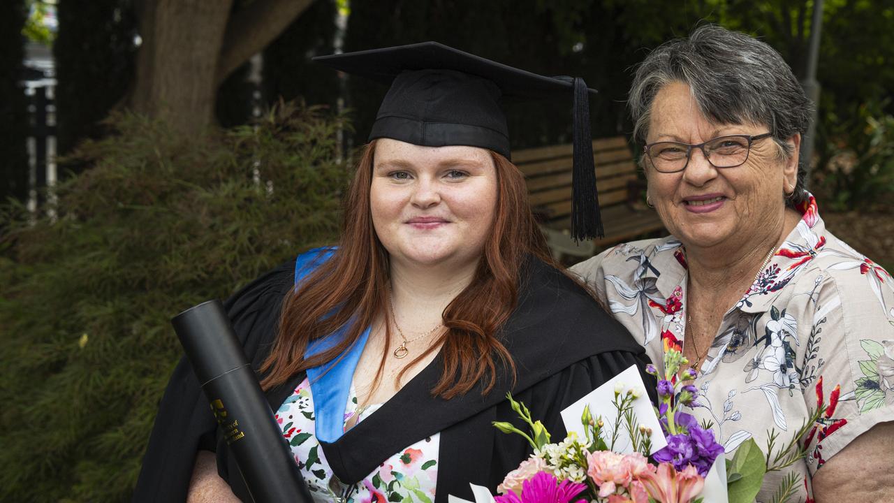 Bachelor of Agricultural Technology and Management graduate Abby Dwight-Nowland with grandmother Denise Dwight at a UniSQ graduation ceremony at The Empire, Wednesday, October 30, 2024. Picture: Kevin Farmer