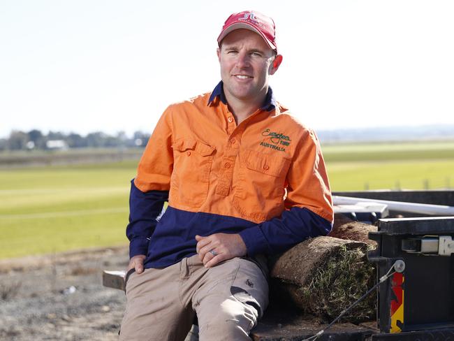 DAILY TELEGRAPH 23RD MAY 2023Pictured at Evergreen Turf Farm in Pitt Town is disqualified jockey Tommy Berry.Tommy has been working at the turf farm as he prepares for a comeback in the spring.Picture: Richard Dobson