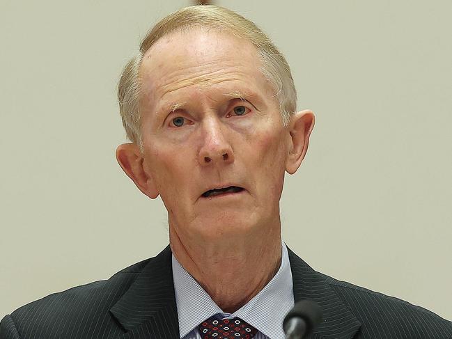 CANBERRA, AUSTRALIA NewsWire Photos NOVEMBER 8, 2021:  Hugh Poate, whose son Robert was killed in Afghanistan by the Taliban, was the first witness at the Public hearing into Australia's involvement in Afghanistan at Parliament House, in Canberra. Picture: NCA NewsWire / Gary Ramage