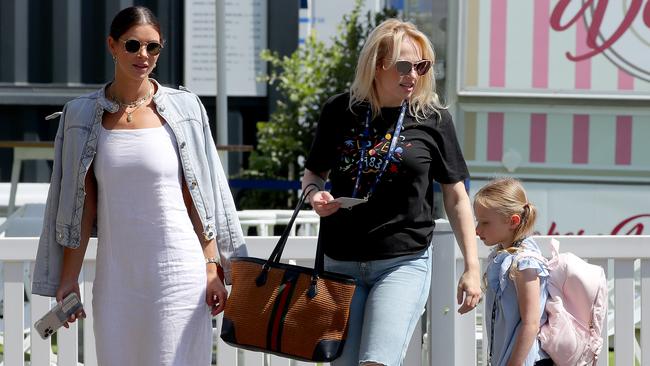 Actress Rebel Wilson at the Sydney Tennis Centre in Homebush with friend Brittany Hockley and Sovereign Wilson. Picture: Toby Zerna