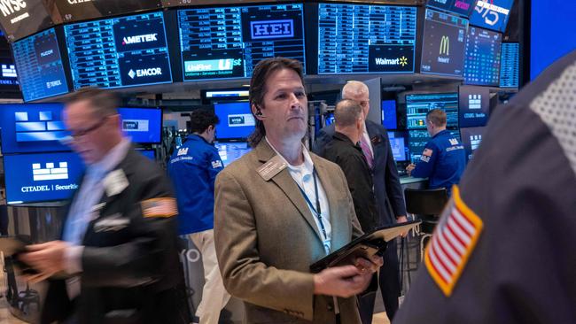 Traders on the New York Stock Exchange floor. Picture: Spencer Platt/AFP