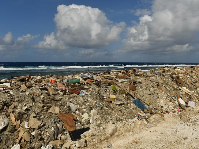 The rubbish dump used to dispose of waste north of Funafuti, Tuvalu. Picture: Mick Tsikas/AAP