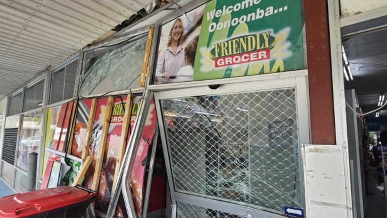 Damage left after a ram raid at the Friendly Grocer in Oonoonba at 3.34am on November 26. Picture: Natasha Emeck