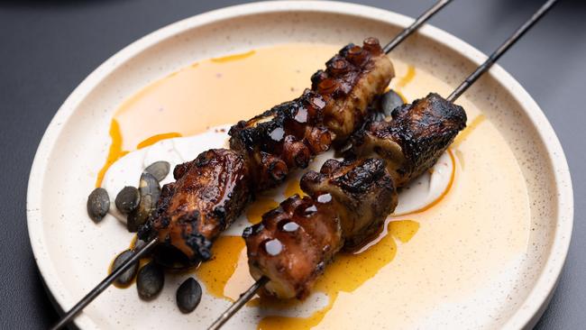 The octopus skewers. Picture: David Kelly