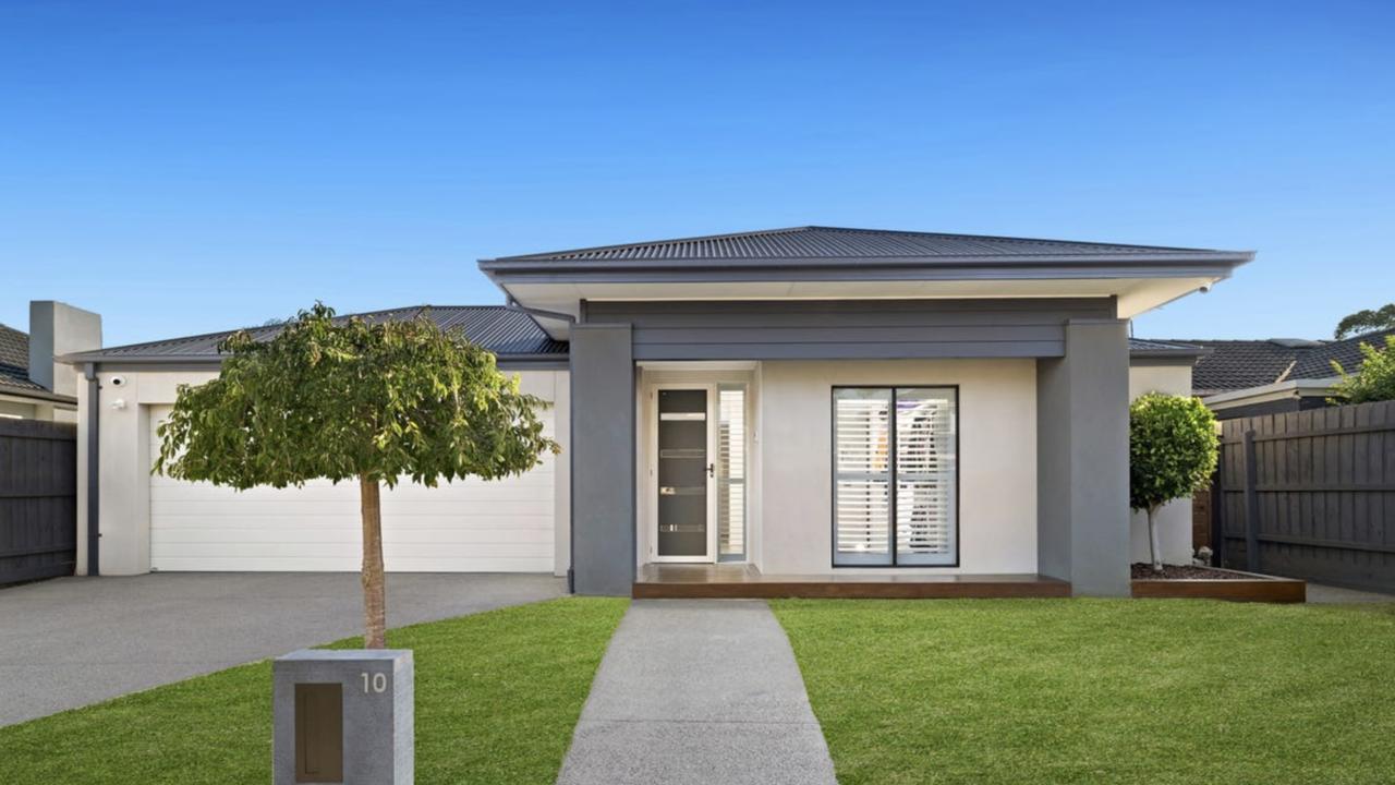 This seven-year-old Porter Davis home at 10 Sutton St, Chelsea Heights, boasts multiple living zones is heading to auction on Saturday.