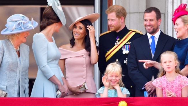 The Duke and Duchess of Sussex were initially snubbed from appearing on the Royal balcony, after the line-up was limited to “working royals”. Photo by James Devaney/FilmMagic.