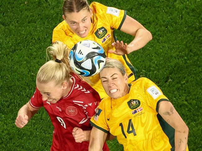 Clare Hunt and Alanna Kennedy are the unsung defensive wall responsible for the Matildas’ clean sheets. Picture: DAVID GRAY / AFP