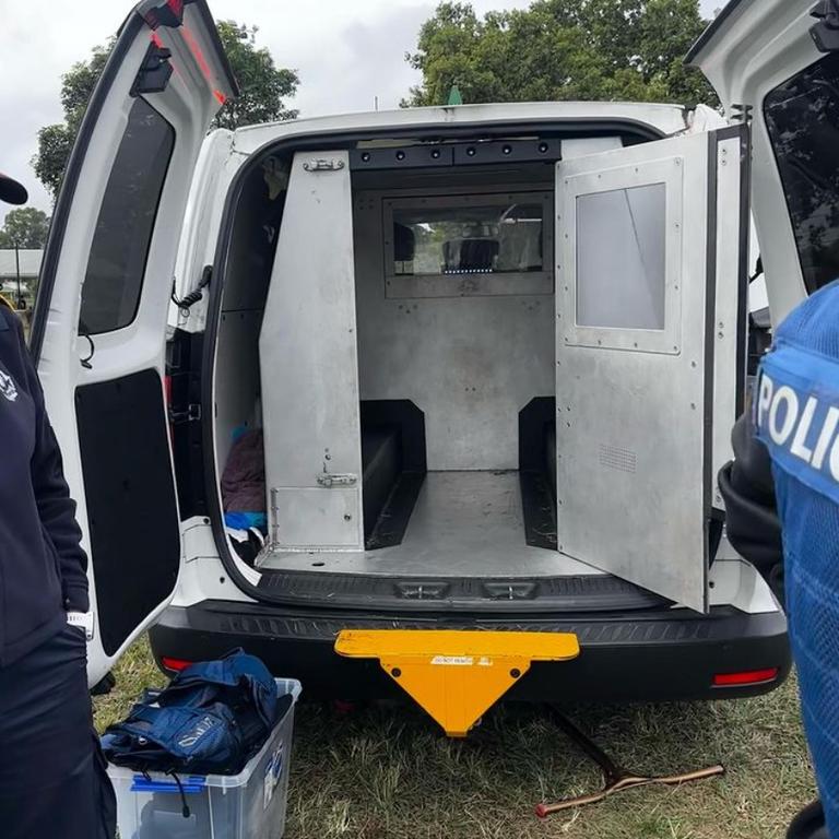 Police removed the paddy wagon after complaints. Picture: @chelsea_watego/Instagram