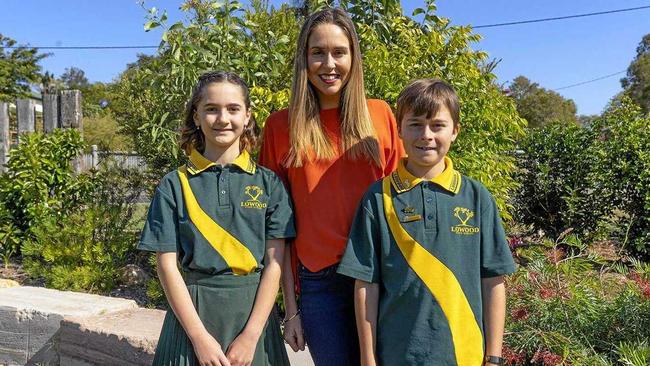 CONSERVATION: Queensland Urban Utilities spokesperson Sarah Owens with Lowood State School Year 6 students Crystal Anderson and Izac Gaydon. Picture: Contributed