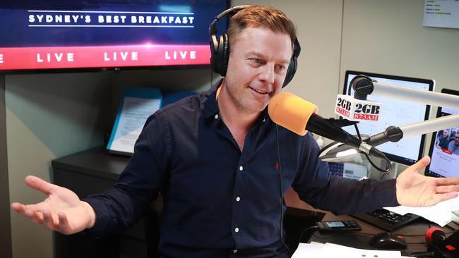 2GB radio host Ben Fordham in his Sydney studio. Picture: John Feder