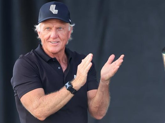 DALLAS, TEXAS - SEPTEMBER 22: Greg Norman of Australia the CEO of The LIVGolf Tour on stage at the presentation ceremony during the individual team stroke-play finals on day three of the LIV Golf Team Championship Dallas at Maridoe Golf Club on September 22, 2024 in Dallas, Texas. (Photo by David Cannon/Getty Images)