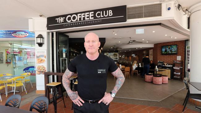 Coffee Club and 1Two3 owner David Bennedick is leading a push for solutions to the Broadbeach slump that has forced over 15 closures. Picture: Richard Gosling