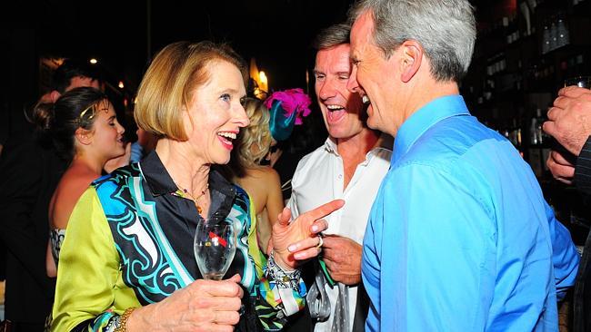 Gai Waterhouse talks with majority owner Andrew Roberts at the Fiorente Melbourne Cup after party at The French Brasserie 