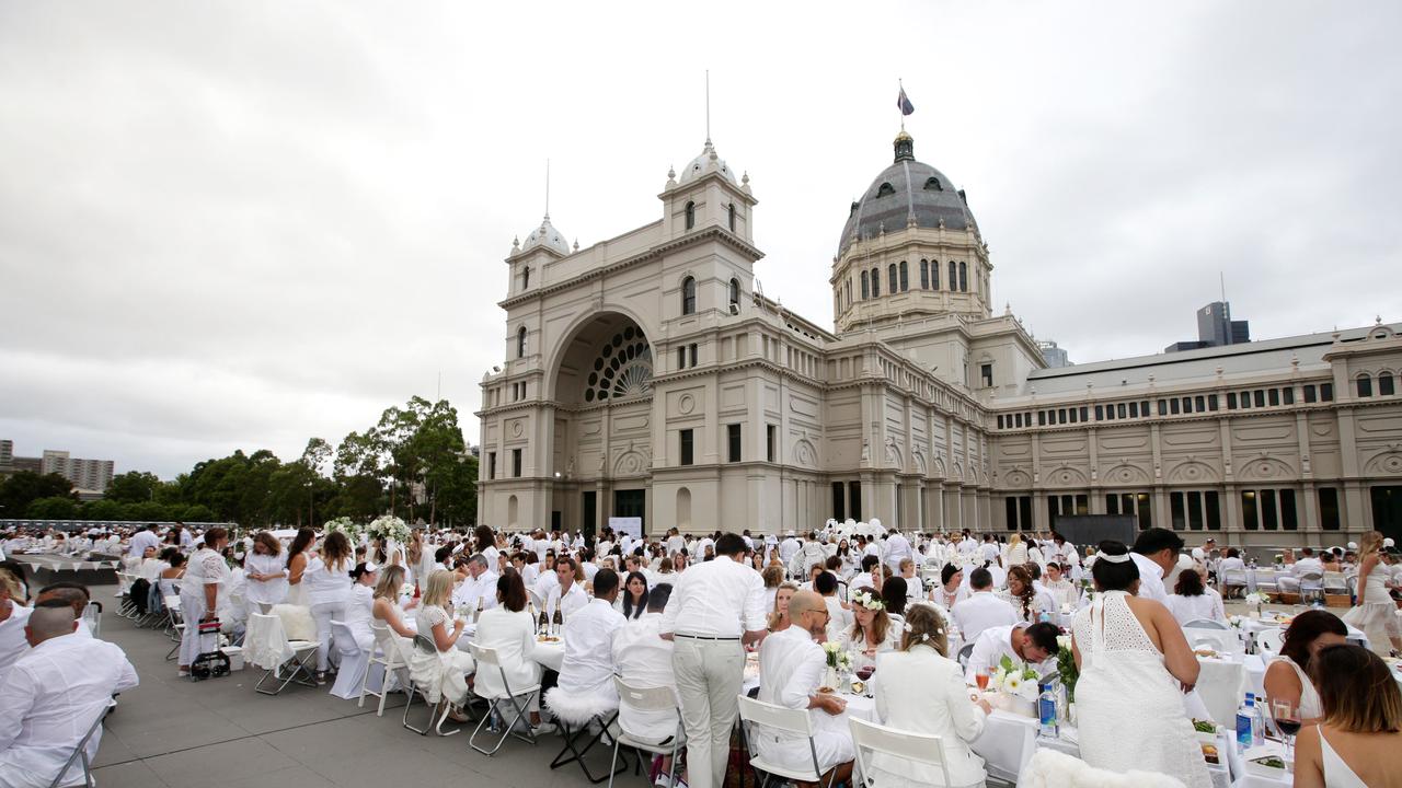 Diner En Blanc at The Royal Exhibition Building in Melbourne in 2018. Picture: Andrew Tauber