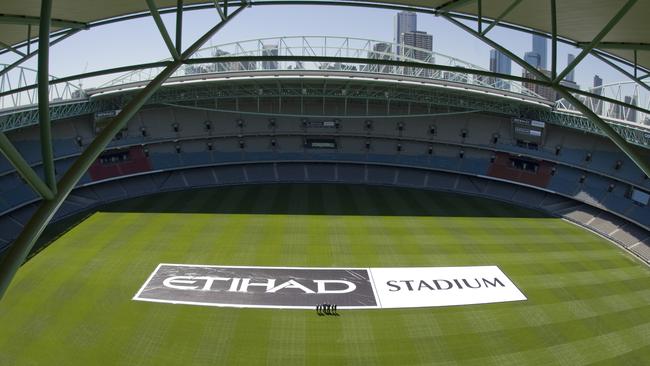 An aerial view of Etihad Stadium in Melbourne.