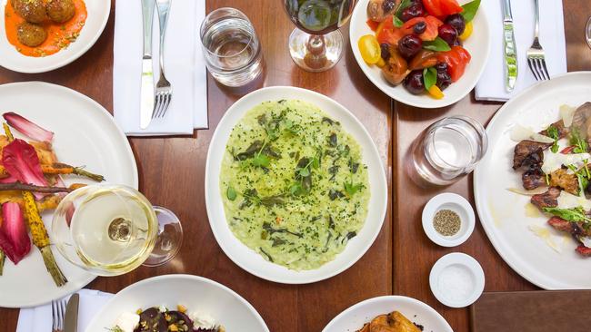 Pea risotto with spanner crab, seaweed and chives at Culina et Vinum, Elizabeth Bay.