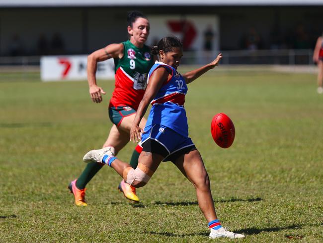 Pictured: Angelina Brim. CTB Bulldogs women's v South Cairns Cutters women's. AFLW Cairns 2024. Photo: Gyan-Reece Rocha.