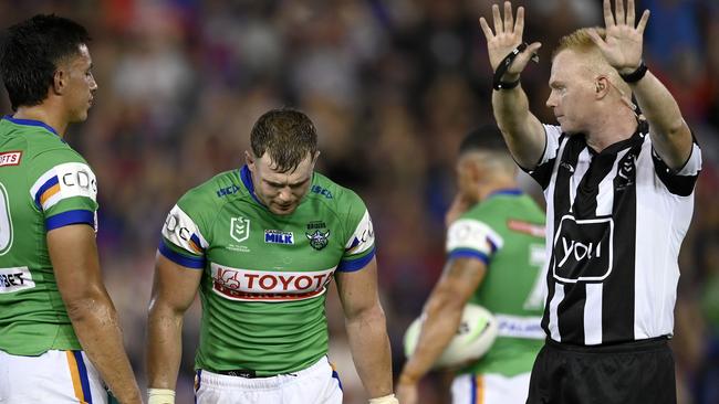 NRL 2024 RD01 Newcastle Knights v Canberra Raiders - Hudson Young, SIN BIN NRL PHOTOS