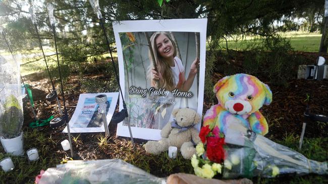 A makeshift memorial dedicated to Gabby Petito is near City Hall in North Port, Florida. Picture: Octavio Jones / Getty Images North America / AFP