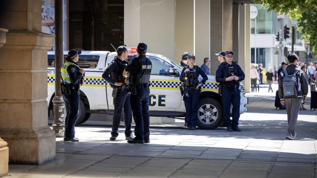 SA Police in the CBD. Picture: File / NCA NewsWIRE / Emma Brasier