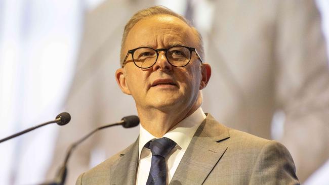 Prime Minister Anthony Albanese addresses The Advertiser’s Building a Bigger, Better South Australia forum. Picture: Kelly Barnes