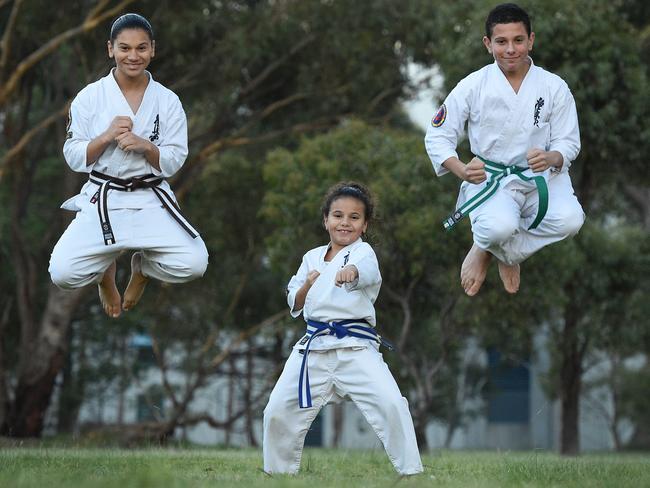 Three siblings Sabah, 14, Ali, 13 and Summer 8, (surname Sultan) will represent Australia in a karate tournament in Japan.