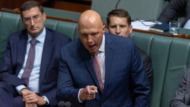 Peter Dutton attacks Mark Dreyfus in question time Picture: NCA NewsWire / Gary Ramage