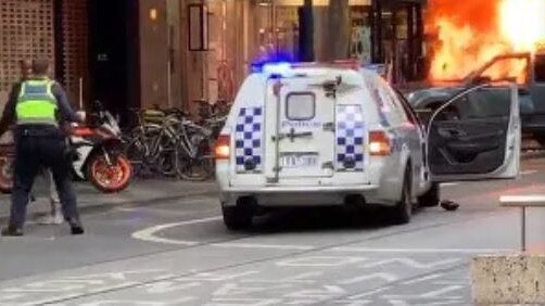 Police respond to the Bourke St attack.