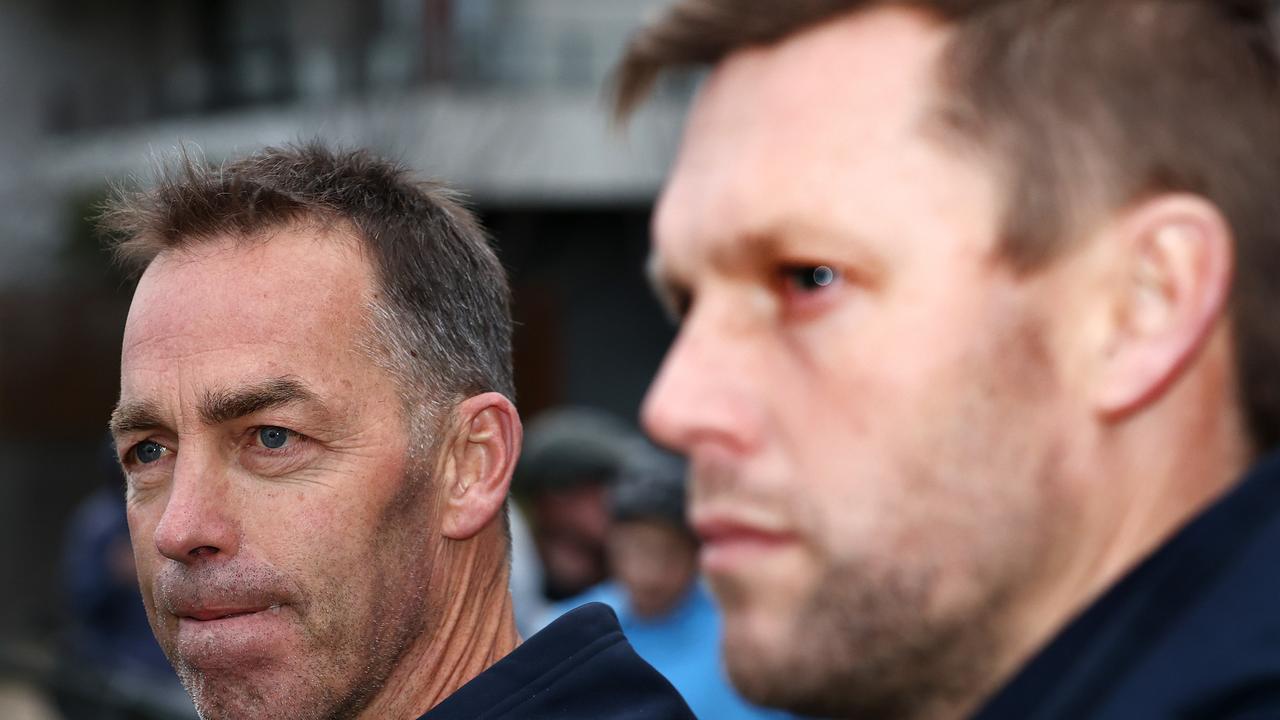 Hawthorn coach Sam Mitchell has refused to say whether he wants predecessor Alastair Clarkson to attend the Hawks’ 2013 premiership reunion next month. Picture: Michael Klein
