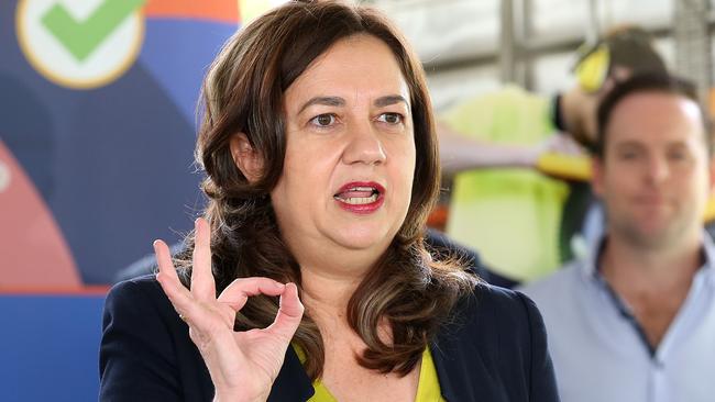 Queensland Premier Annastacia Palaszczuk has said fully vaccinated people returning from overseas must still undertake two-weeks of home quarantine until the state’s vaccination rate reaches 90 per cent. Picture: NCA NewsWire / Jono Searle