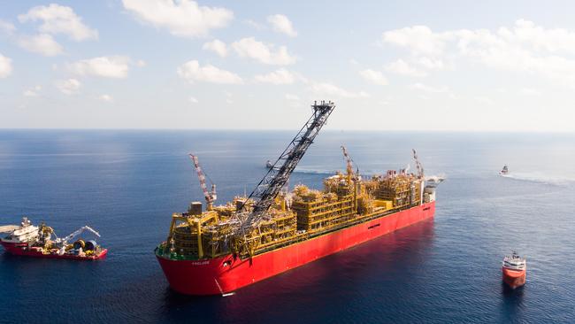 The Prelude FLNG (floating liquefied natural gas or floating LNG) facility during commissioning. Picture supplied by Shell Australia.