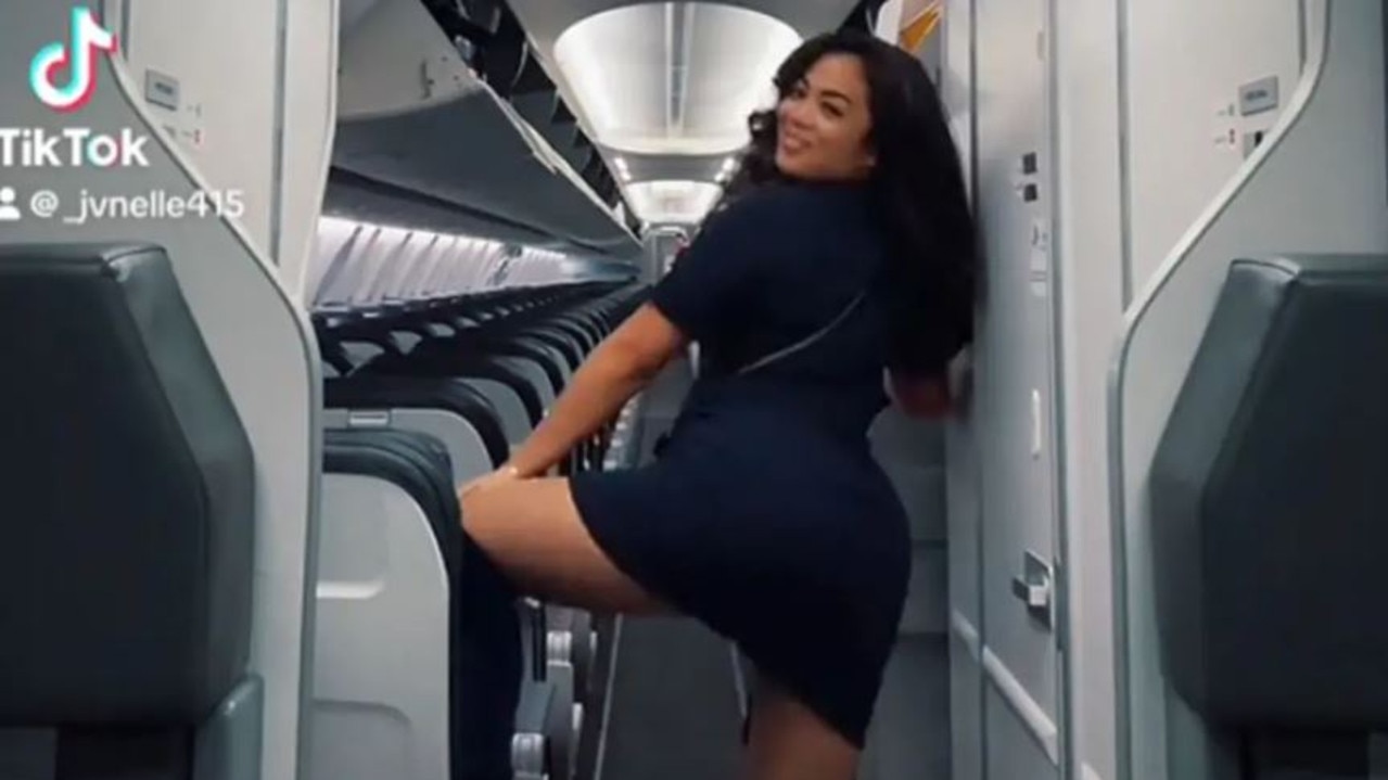 The air hostess was sacked for twerking on the job. Picture: TikTok/_jvnelle415