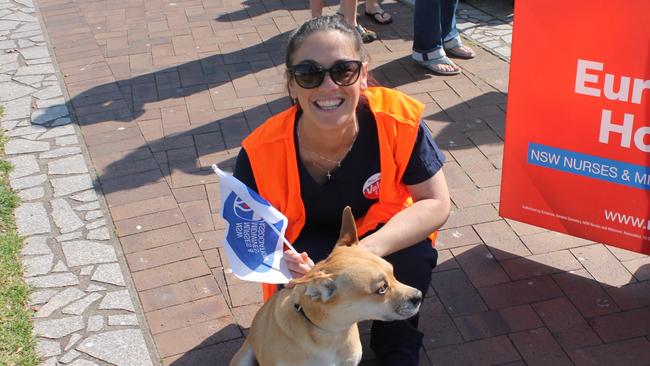 Striking nurse Larissa O'Neill. Picture: Tom McGann.