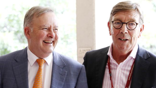 Anthony Albanese talking with then journalist Lane Calcutt while visiting Parliament House. Picture: NCA NewsWire / Josh Woning.