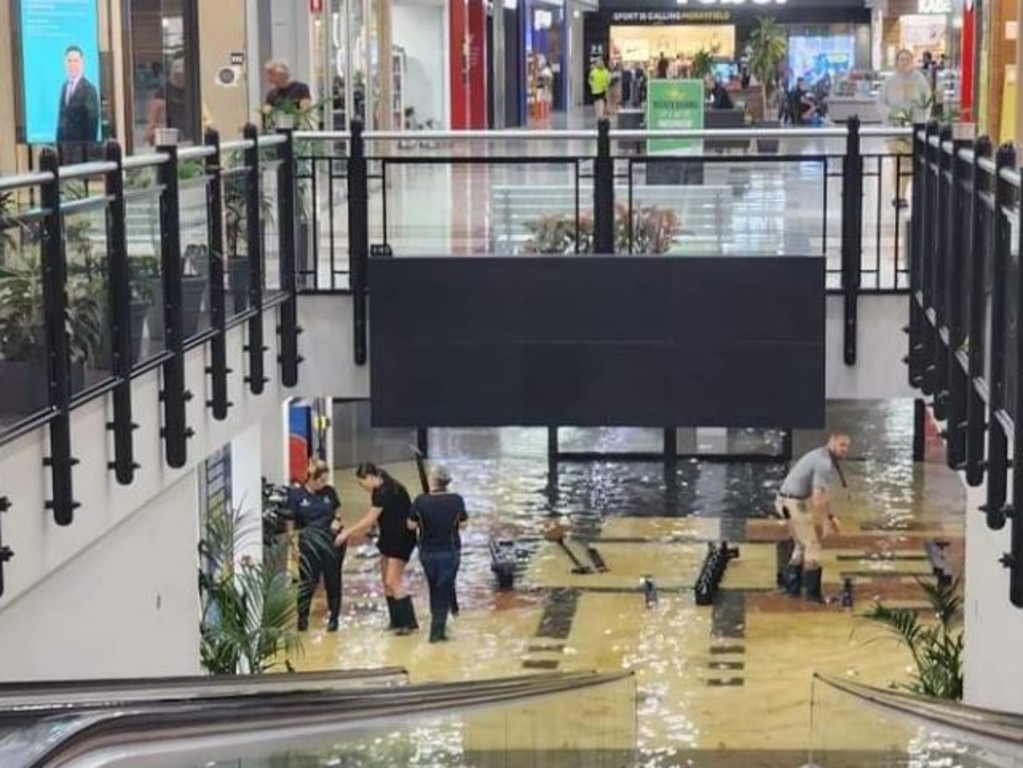 Entry to Morayfield Shopping Centre Tuesday morning. Picture: Kyla Eccles