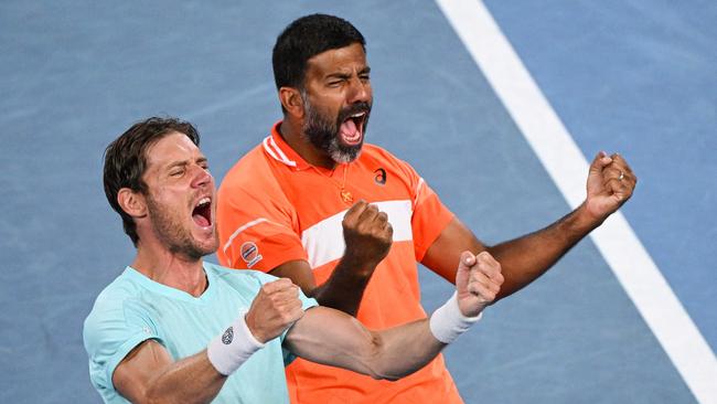 43-year-old Bopanna (R) and 36-year-old Ebden proved age is but a number. Picture: AFP