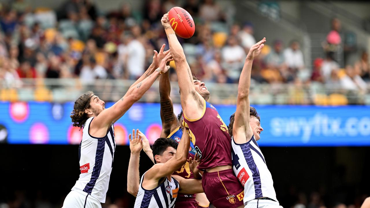 Lions defender Jack Payne (second from right) has impressed this season. Picture: Bradley Kanaris/Getty Images