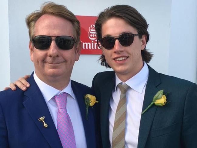 Mark Casey, pictured with his son, James, is a Melbourne Cup-winning horse owner.